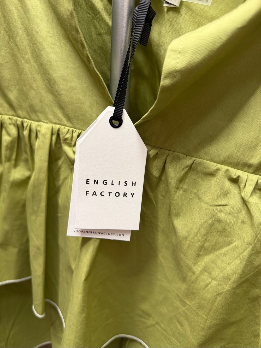 English Factory Light Green Ruffle Tiered Short Sleeve shirt - Picture 3 of 3